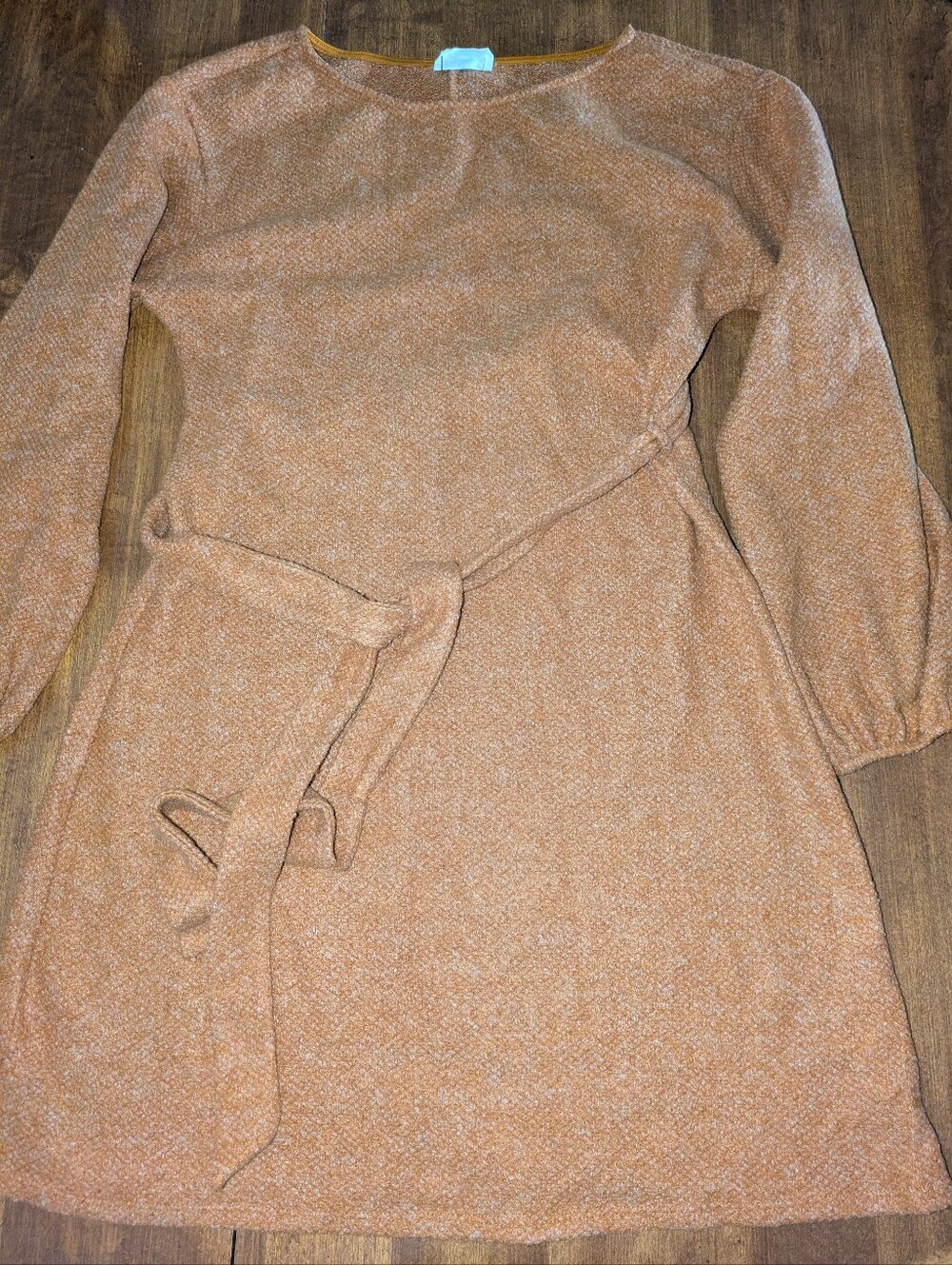 Betsey's Boutique Shop Marled Burnt Orange Tie Dress